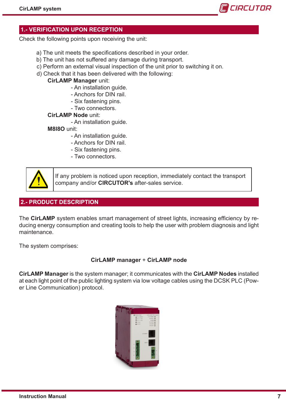 CIRCUTOR CIRLAMP Series User Manual | Page 7 / 102