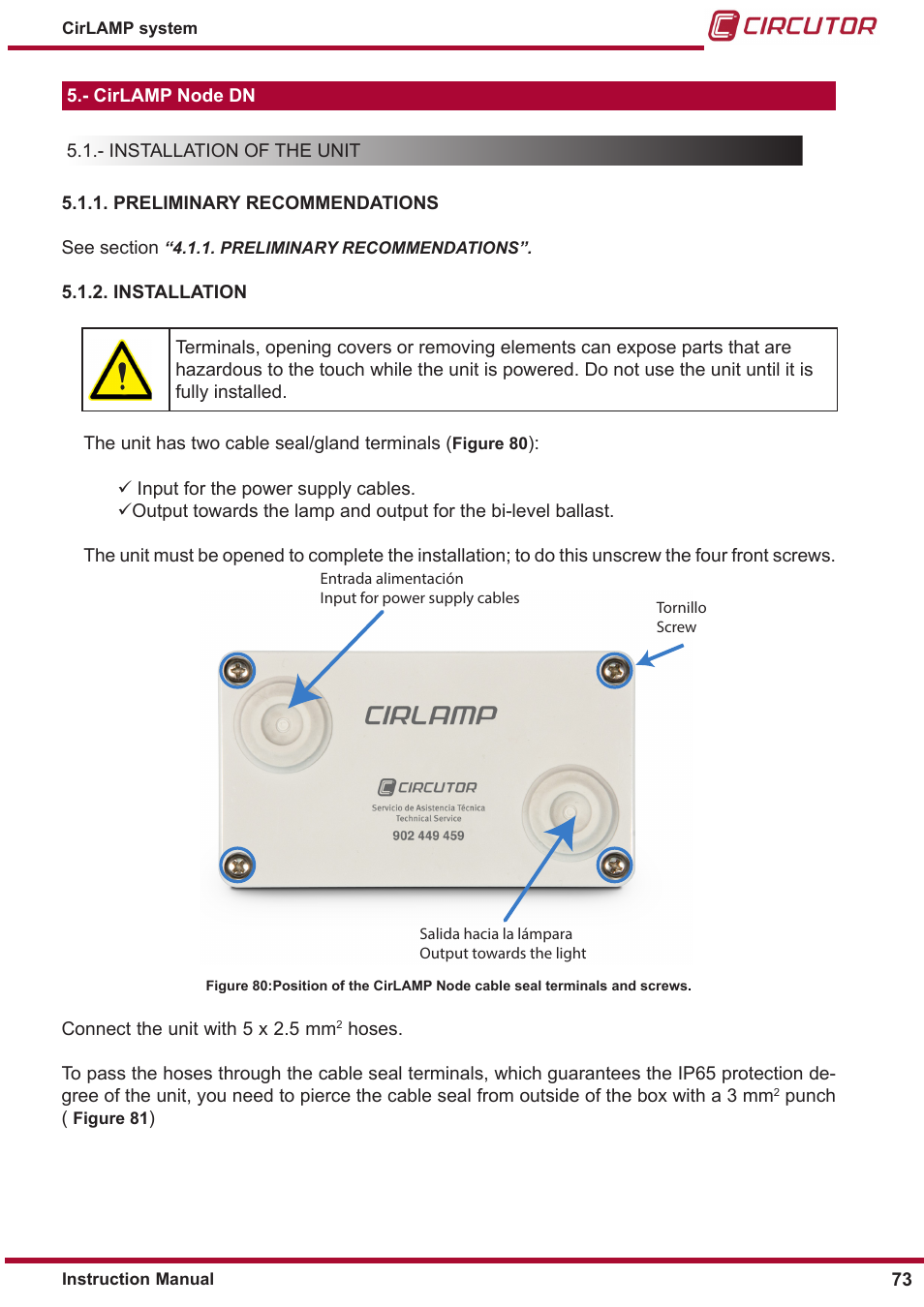 CIRCUTOR CIRLAMP Series User Manual | Page 73 / 102