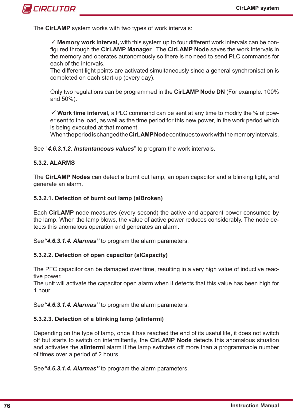 CIRCUTOR CIRLAMP Series User Manual | Page 76 / 102
