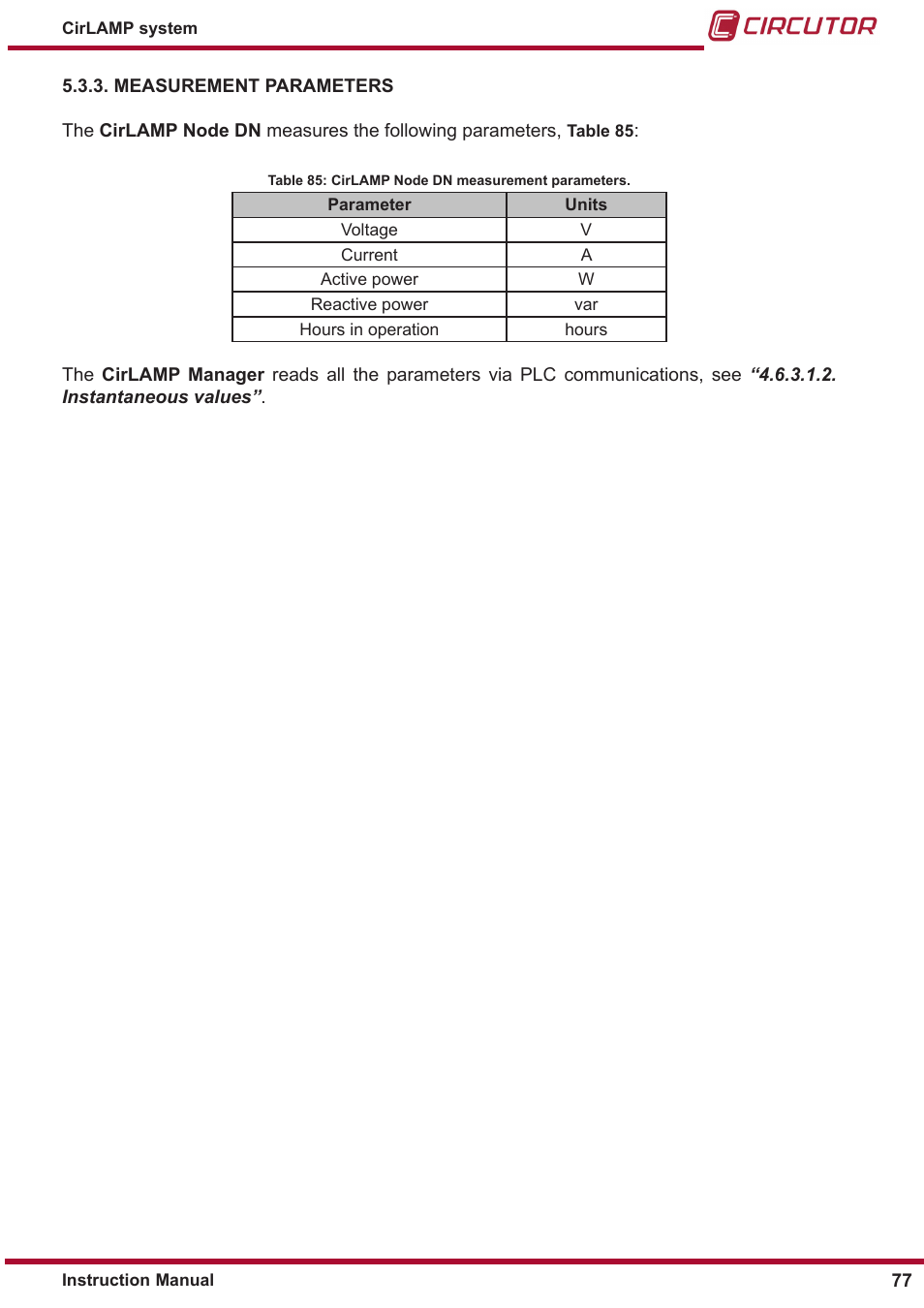 CIRCUTOR CIRLAMP Series User Manual | Page 77 / 102