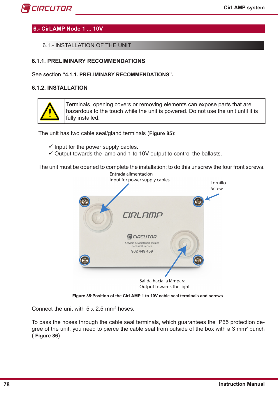 CIRCUTOR CIRLAMP Series User Manual | Page 78 / 102