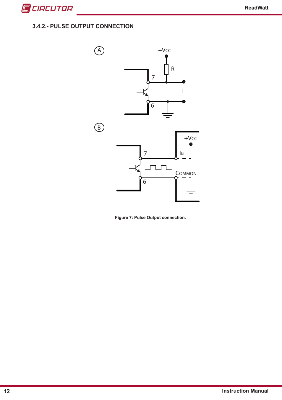 Pulse output connection | CIRCUTOR ReadWatt Series User Manual | Page 12 / 22