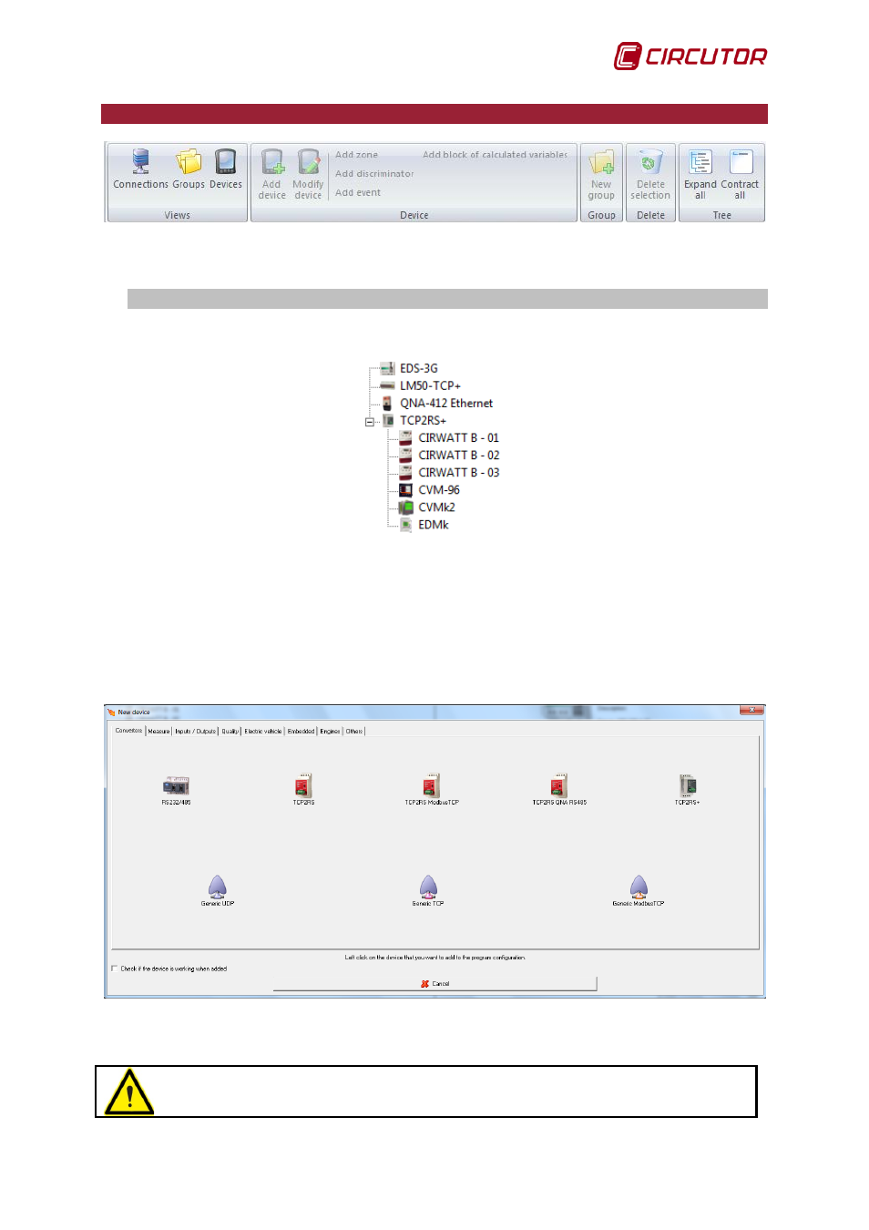 Devices menu, Connections | CIRCUTOR PowerStudio Series User Manual | Page 13 / 110