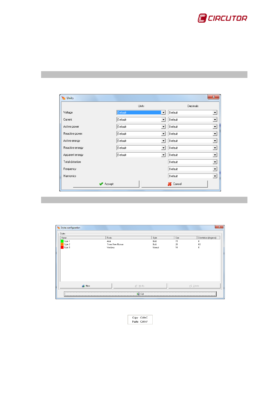 Units, Styles | CIRCUTOR PowerStudio Series User Manual | Page 65 / 110