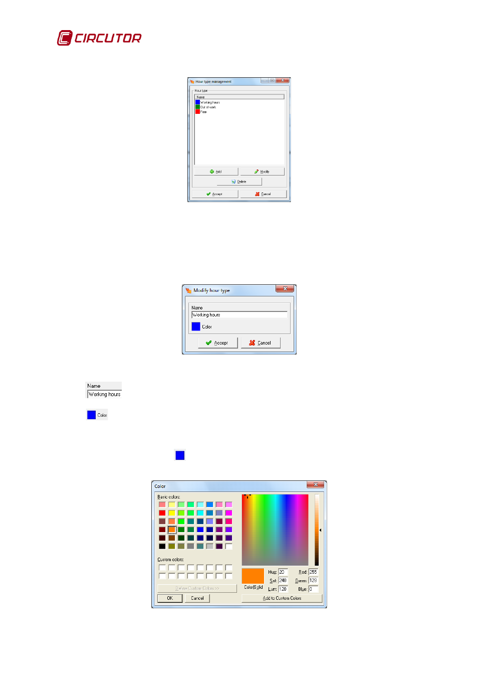 1 types of hours, Types of hours | CIRCUTOR PowerStudio Series User Manual | Page 76 / 110