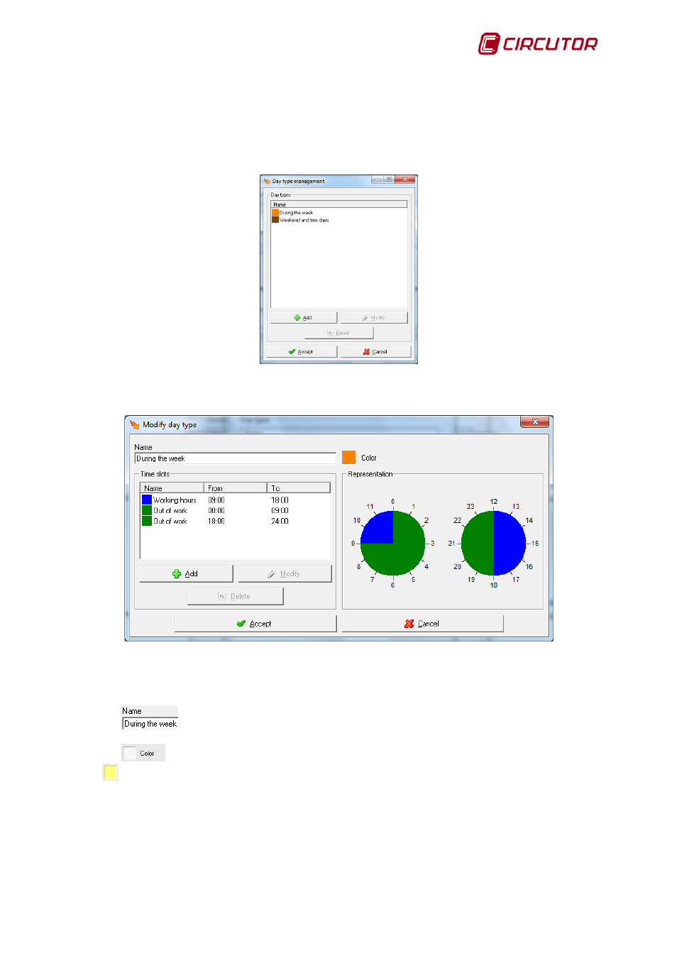 2 day types, Day types | CIRCUTOR PowerStudio Series User Manual | Page 77 / 110