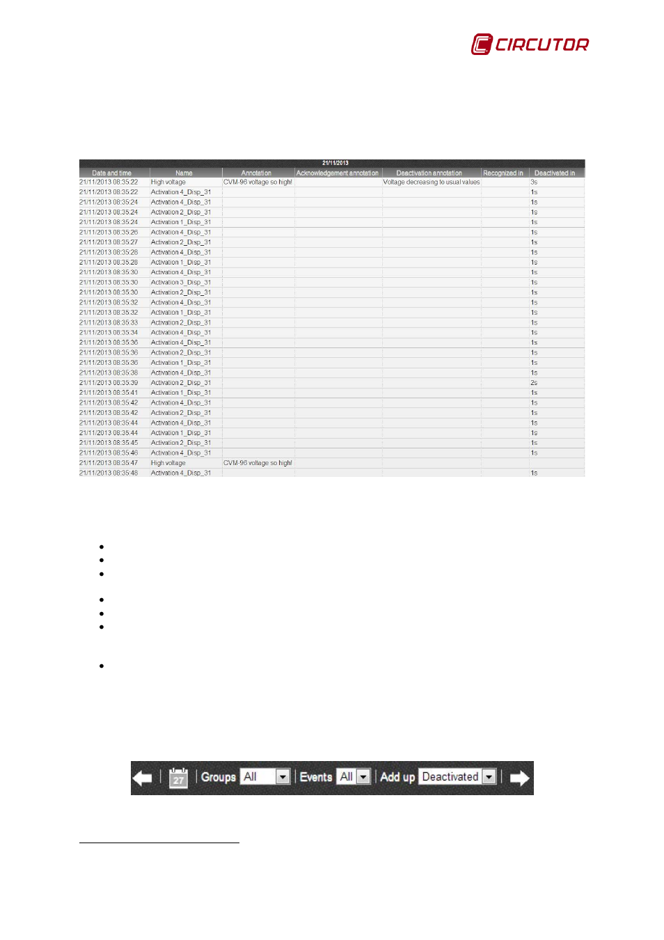 9 displaying logged events, Displaying logged events | CIRCUTOR PowerStudio Series User Manual | Page 103 / 110