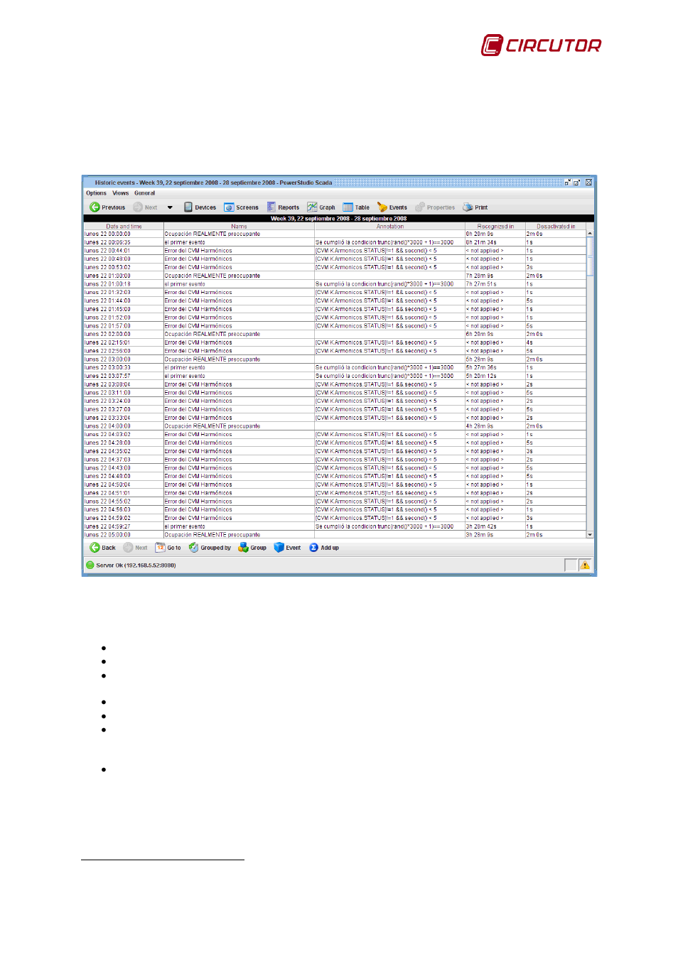 11 displaying logged events, Displaying logged events | CIRCUTOR PowerStudio Series User Manual | Page 69 / 110