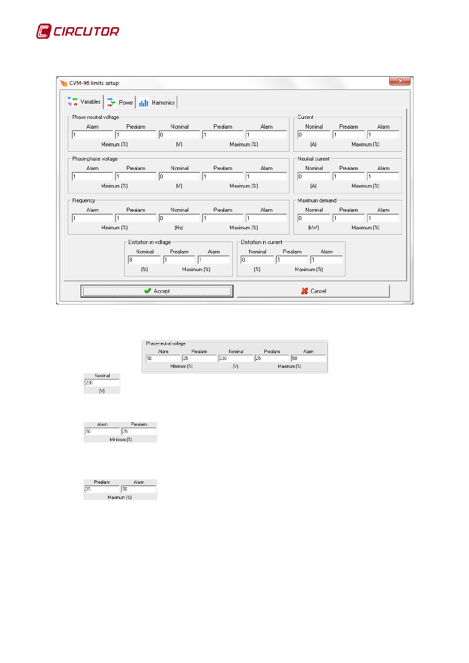 3 variable limits, Variable limits | CIRCUTOR PowerStudio Series User Manual | Page 14 / 292