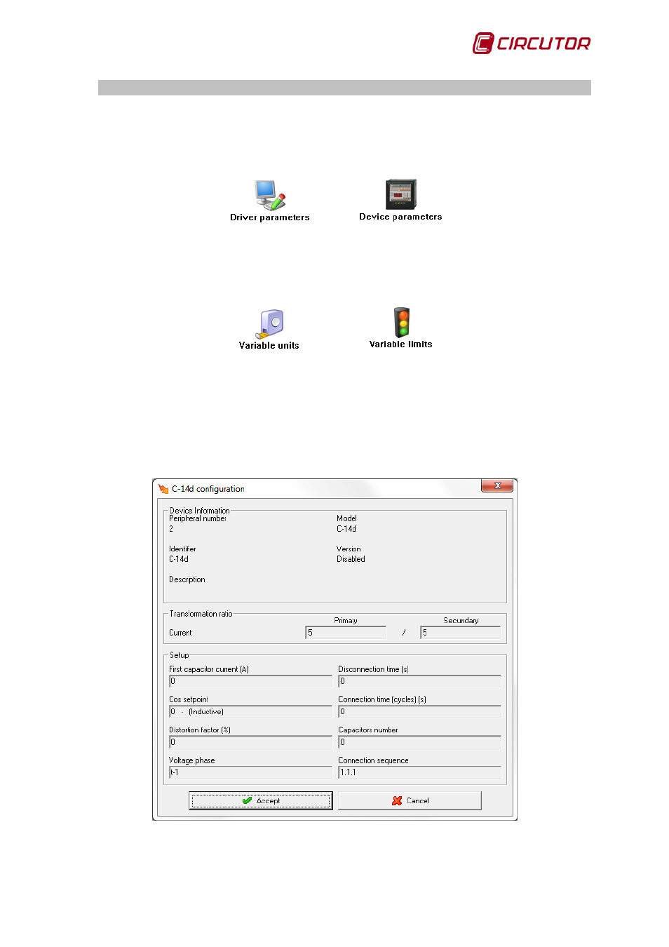 Driver options, 1 device parameters, C-14 | Device parameters | CIRCUTOR PowerStudio Series User Manual | Page 17 / 292