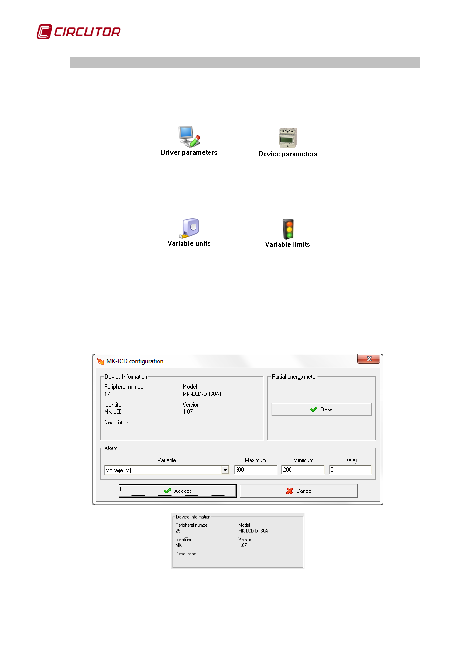 Driver options, 1 device parameters, Mk-lcd | Device parameters, 1 driver options | CIRCUTOR PowerStudio Series User Manual | Page 204 / 292