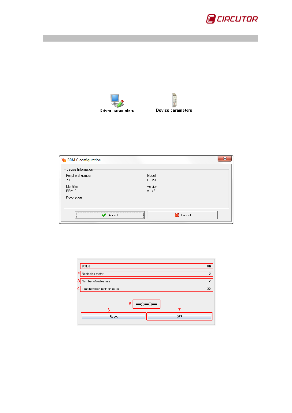 Driver options, 1 device parameters, 2 displaying values | Rrm-c, Device parameters, Displaying values | CIRCUTOR PowerStudio Series User Manual | Page 229 / 292