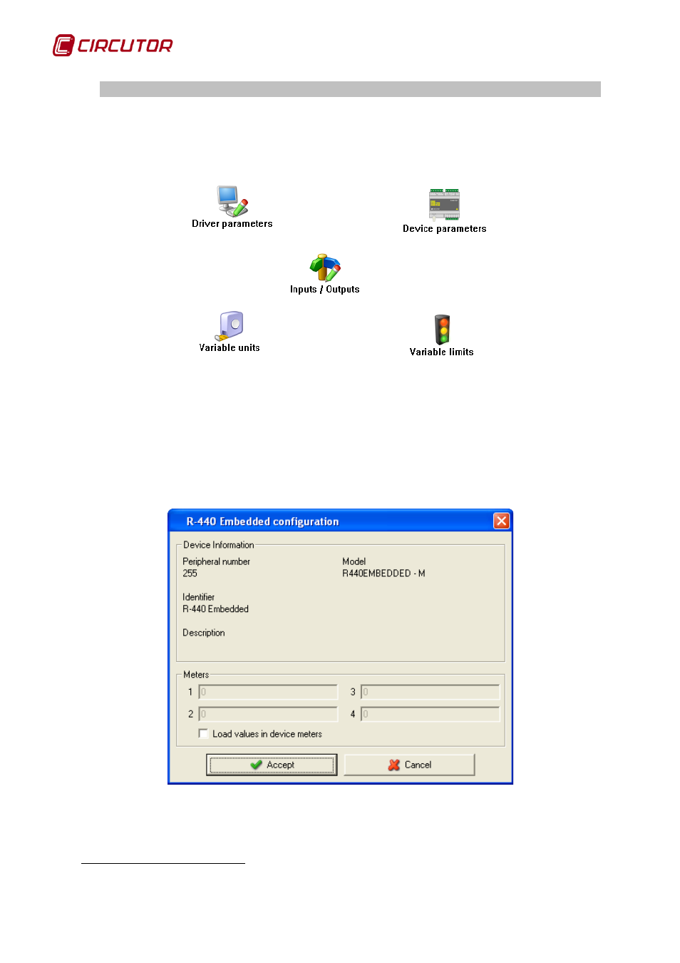 Driver options, 1 device parameters, R-440 | Mbedded, Device parameters, R-440 embedded, 1 driver options | CIRCUTOR PowerStudio Series User Manual | Page 236 / 292