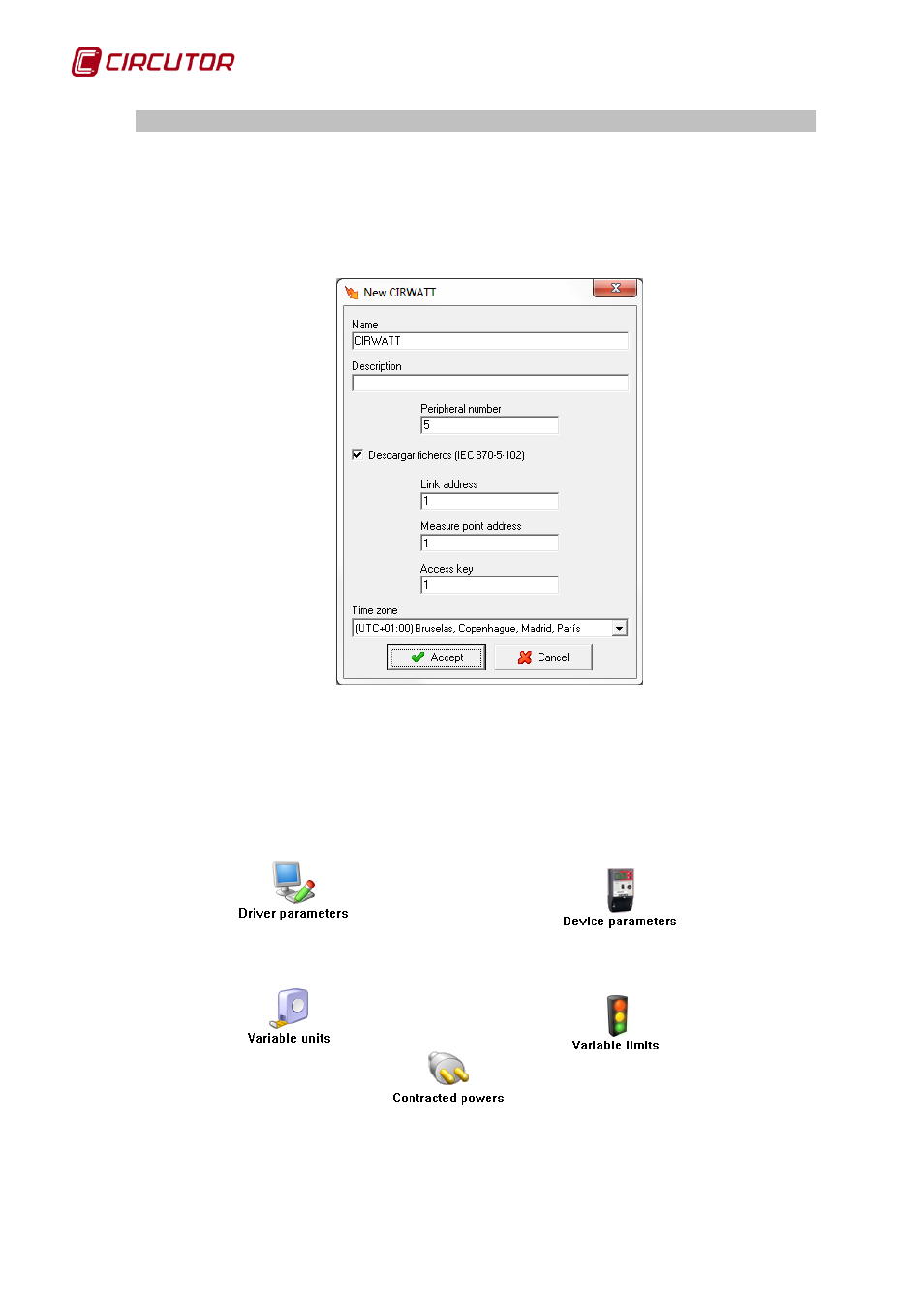 Download with protocol iec 870-5-102, 2 driver options, Cirwatt | Driver options | CIRCUTOR PowerStudio Series User Manual | Page 42 / 292