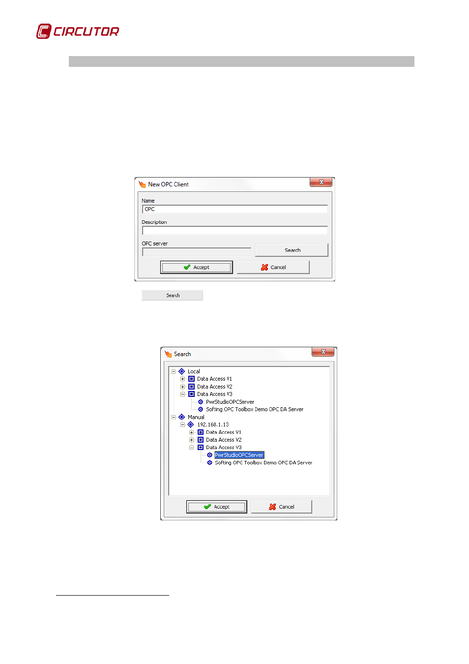 Opc connection configuration, Lient, Client opc | 1 opc connection configuration | CIRCUTOR PowerStudio Series User Manual | Page 60 / 292