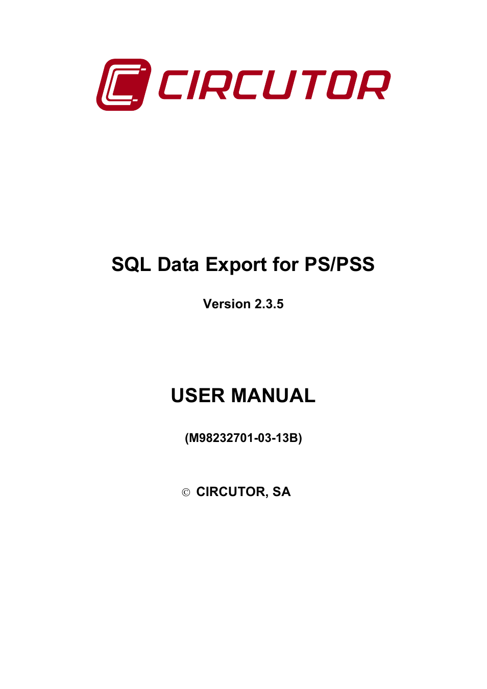 CIRCUTOR SQL Data Export User Manual | 28 pages