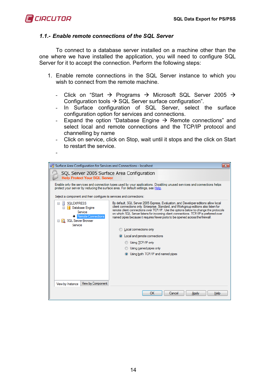 CIRCUTOR SQL Data Export User Manual | Page 14 / 28