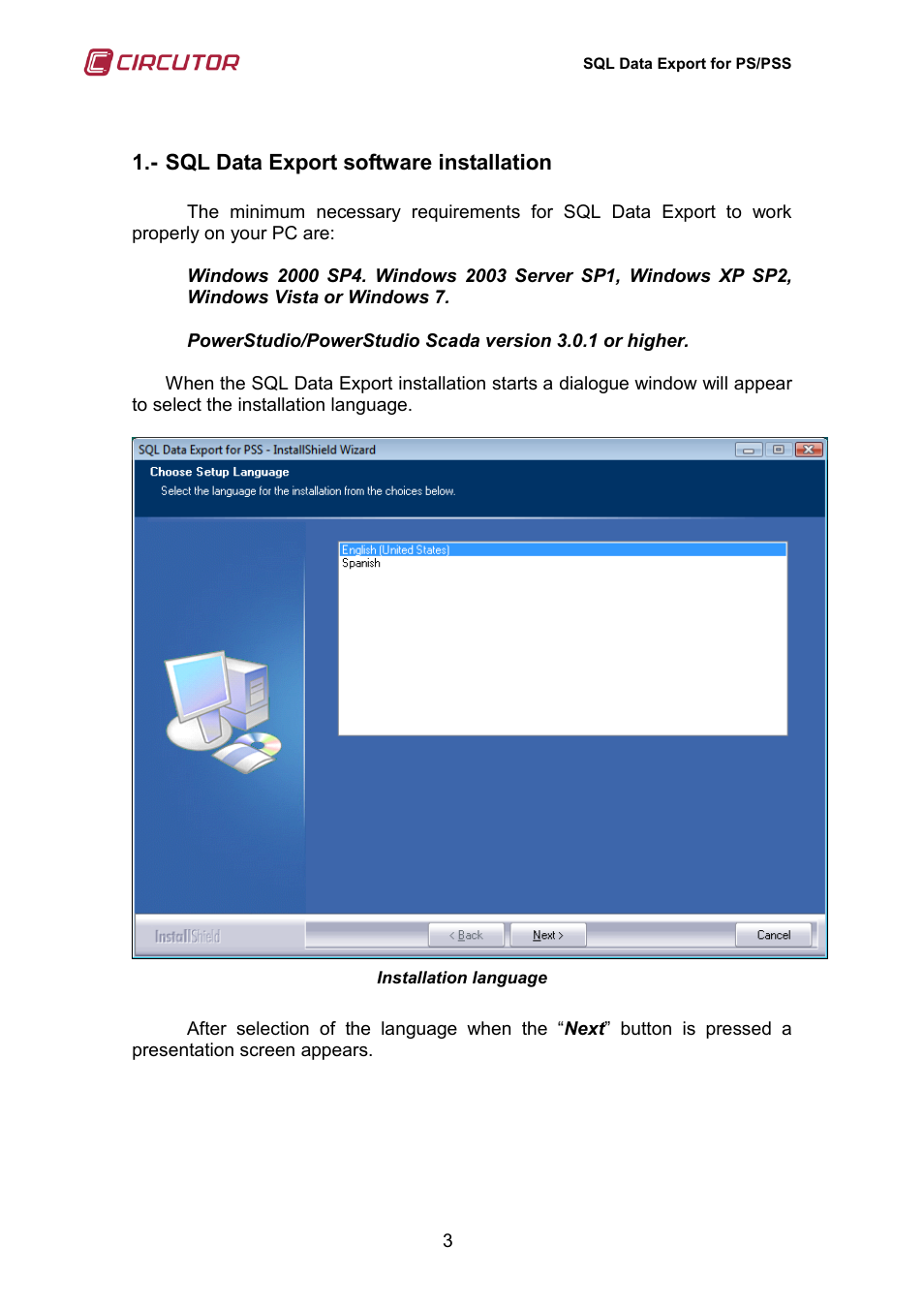 CIRCUTOR SQL Data Export User Manual | Page 3 / 28