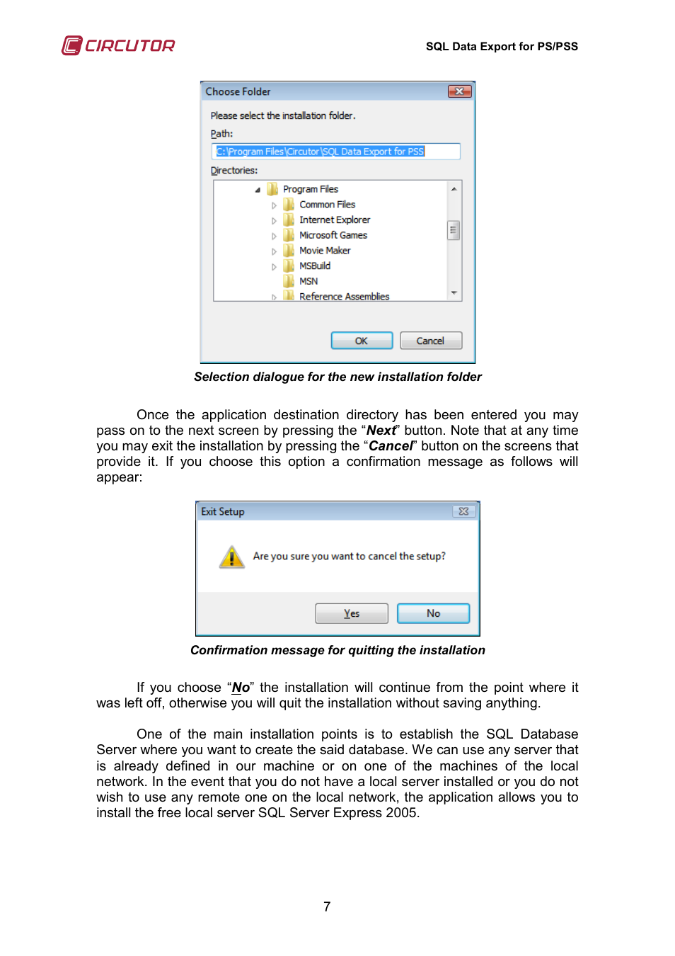 CIRCUTOR SQL Data Export User Manual | Page 7 / 28