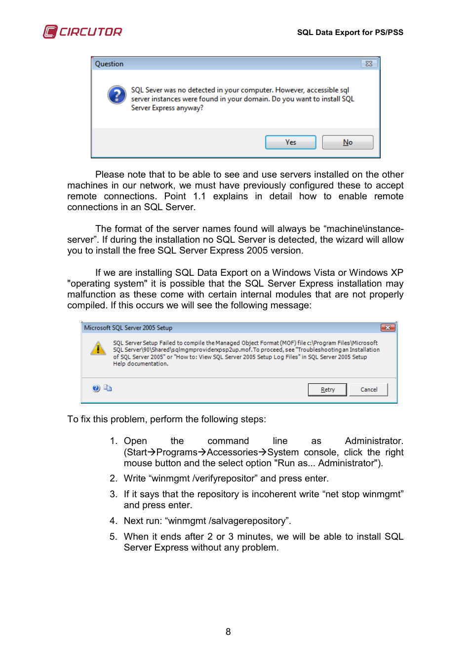 CIRCUTOR SQL Data Export User Manual | Page 8 / 28