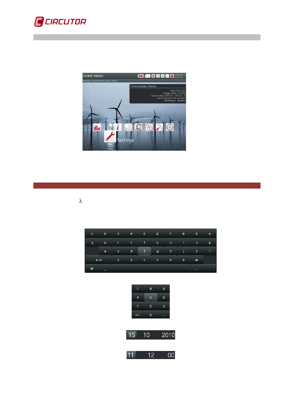 2 power on, 6 drop-down menus and keyboard, Power | Drop-down menus and keyboard | CIRCUTOR AR6 Series User Manual | Page 20 / 69