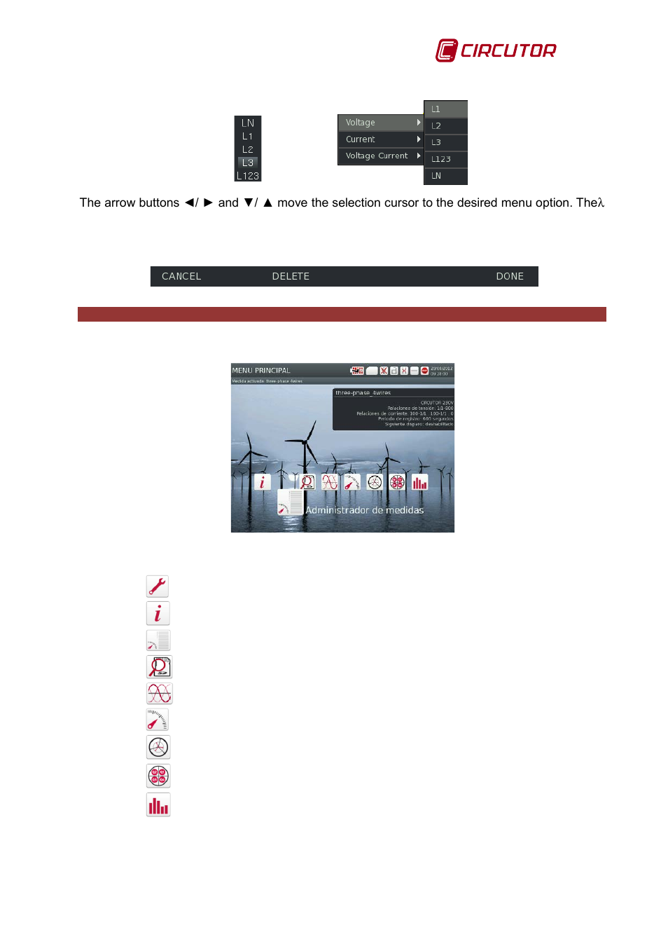 7 main menu, Main menu | CIRCUTOR AR6 Series User Manual | Page 21 / 69