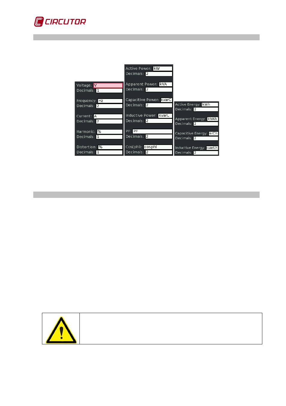 3 decimals setup, 4 usb configuration, 1 safe memory access | Ecimals, Setup, Configuration, Safe memory access | CIRCUTOR AR6 Series User Manual | Page 24 / 69