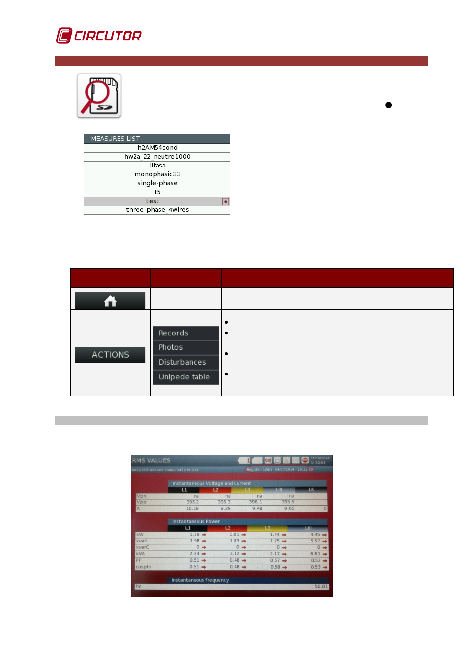 11 measurement analysis menu, 1 records, Measurement analysis menu | Records | CIRCUTOR AR6 Series User Manual | Page 36 / 69