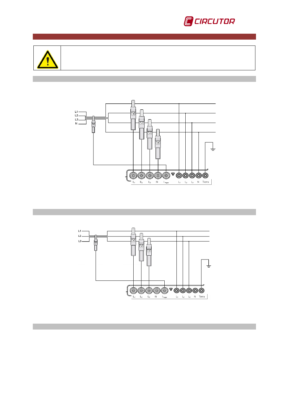 17 connection diagrams, 1 three-phase connection with neutral, 2 three-phase connection with neutral | 3 three-phase aron connection, Connection diagrams, Three-phase, Connection, With, Neutral, Aron | CIRCUTOR AR6 Series User Manual | Page 49 / 69