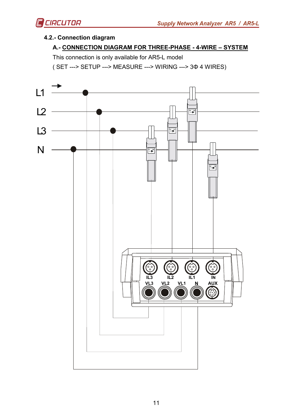 L2 l1 l3 n | CIRCUTOR AR5L Series User Manual | Page 11 / 52