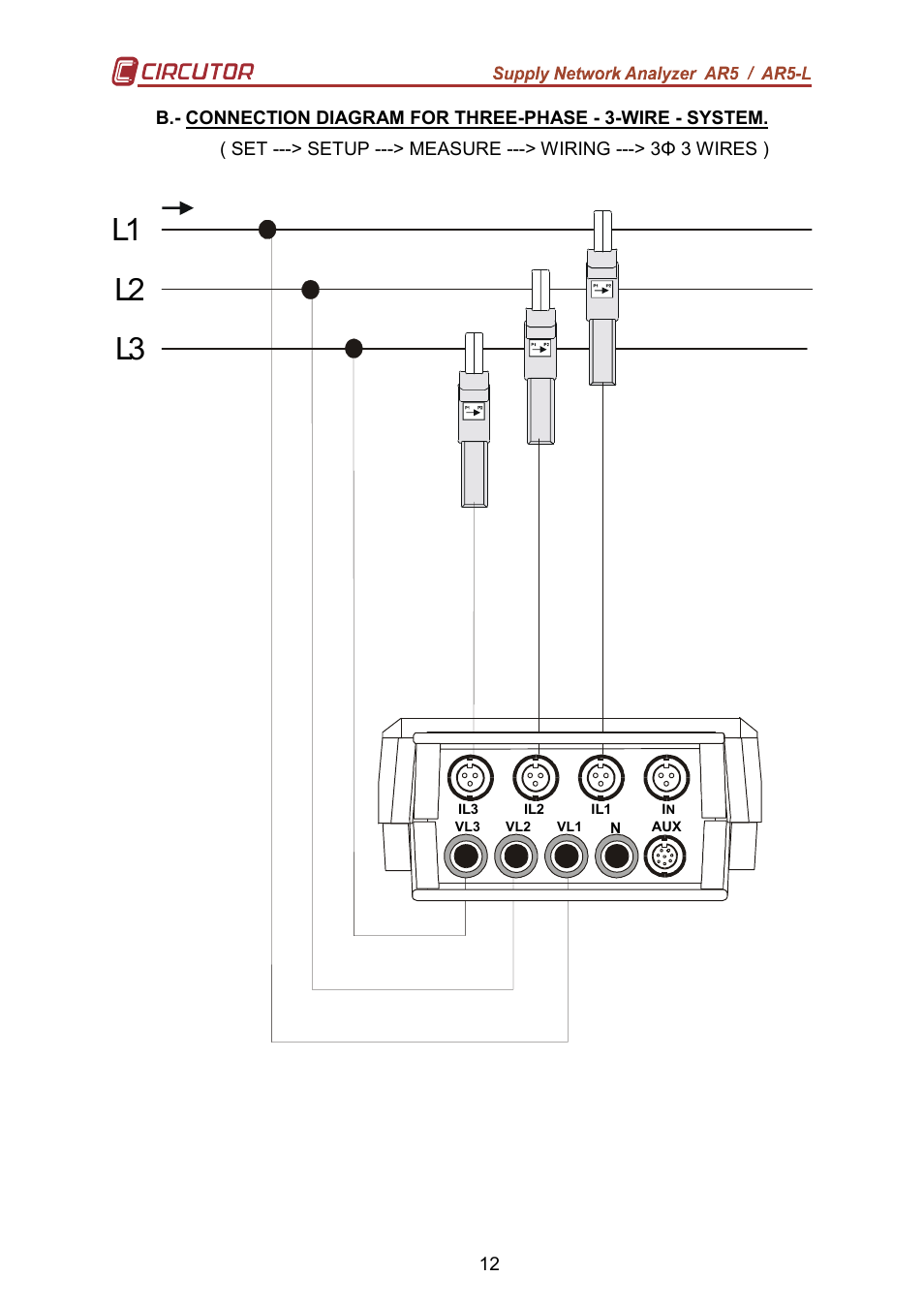 L2 l1 l3 | CIRCUTOR AR5L Series User Manual | Page 12 / 52