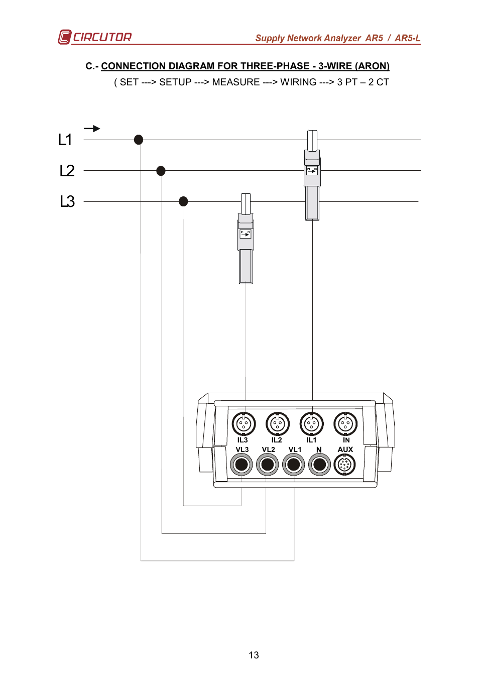 L2 l1 l3 | CIRCUTOR AR5L Series User Manual | Page 13 / 52