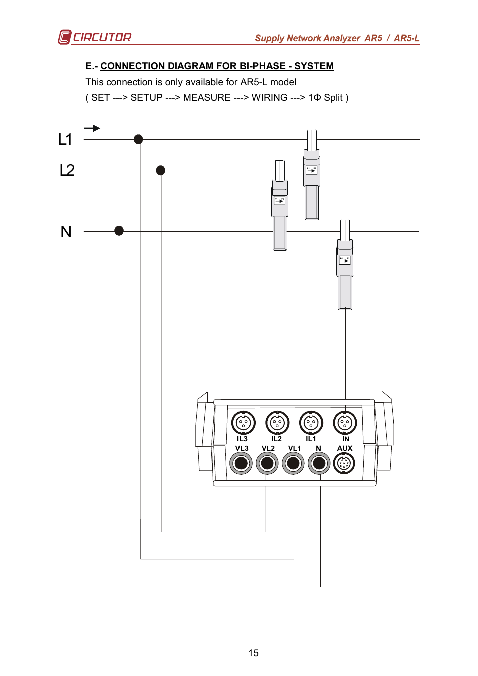 L2 l1 n | CIRCUTOR AR5L Series User Manual | Page 15 / 52