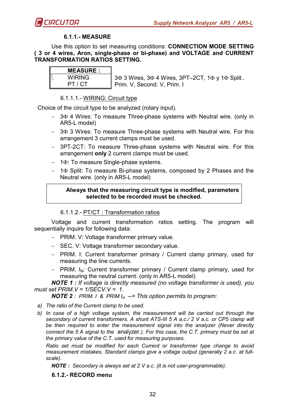 CIRCUTOR AR5L Series User Manual | Page 32 / 52
