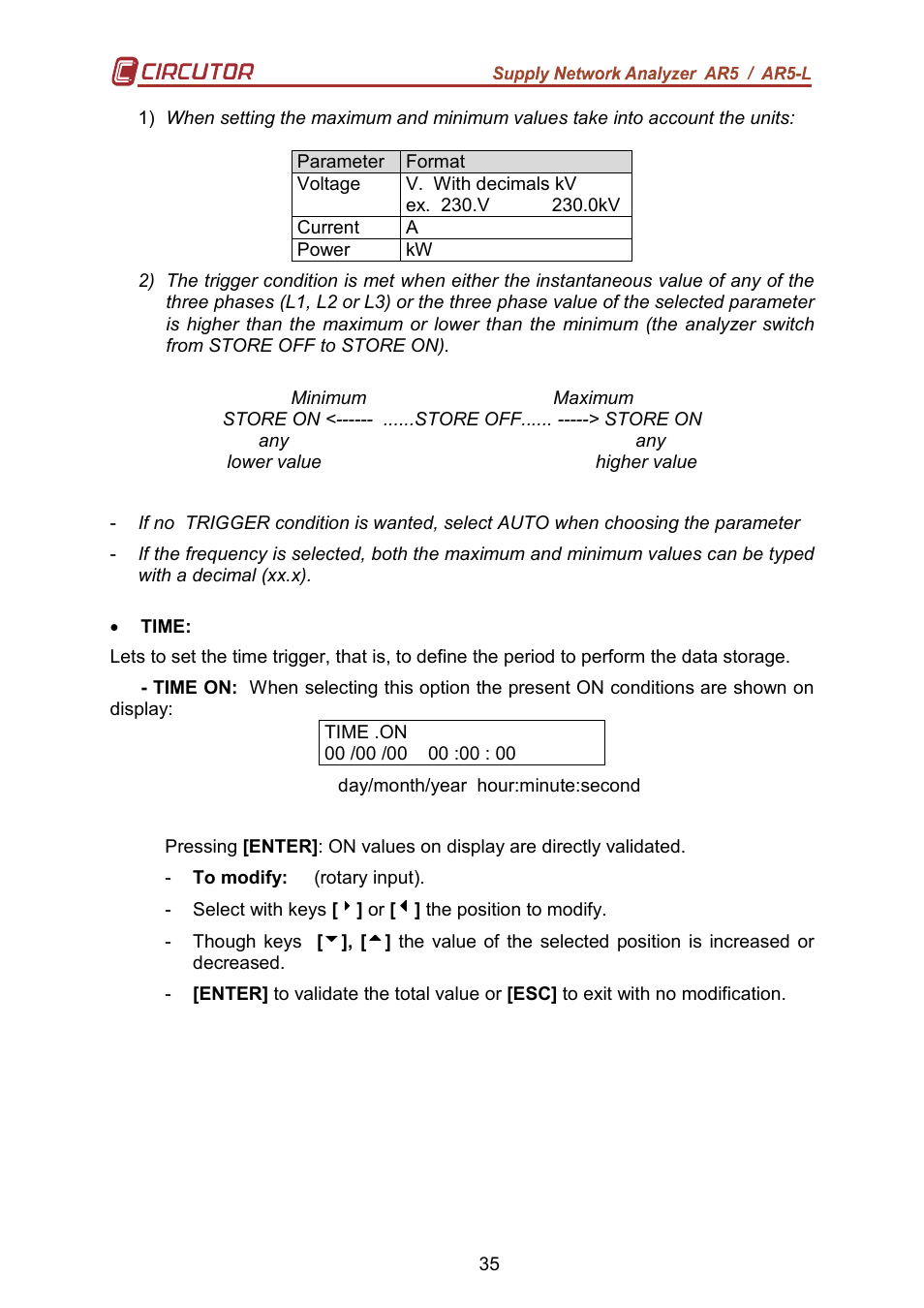 CIRCUTOR AR5L Series User Manual | Page 35 / 52