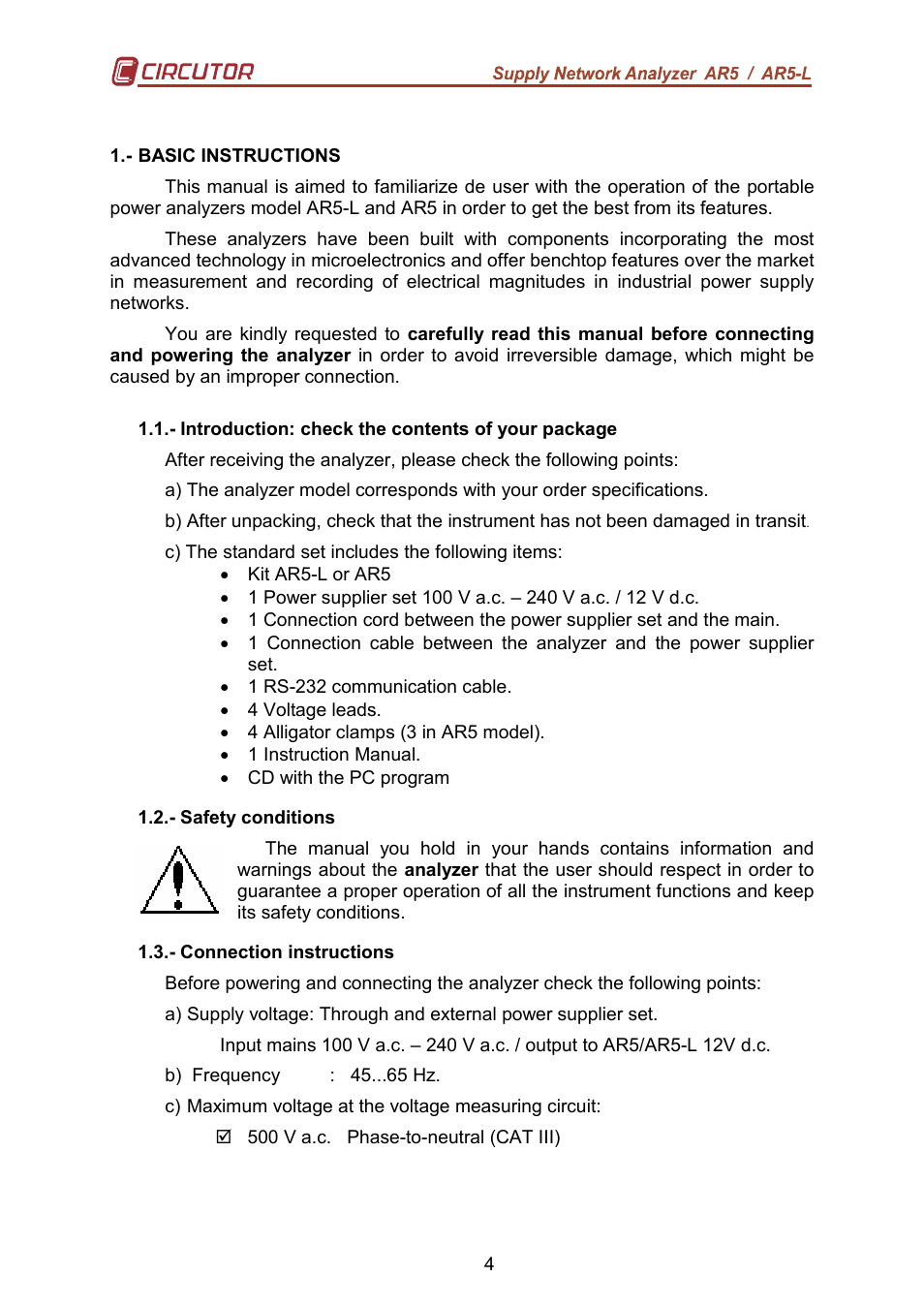 CIRCUTOR AR5L Series User Manual | Page 4 / 52