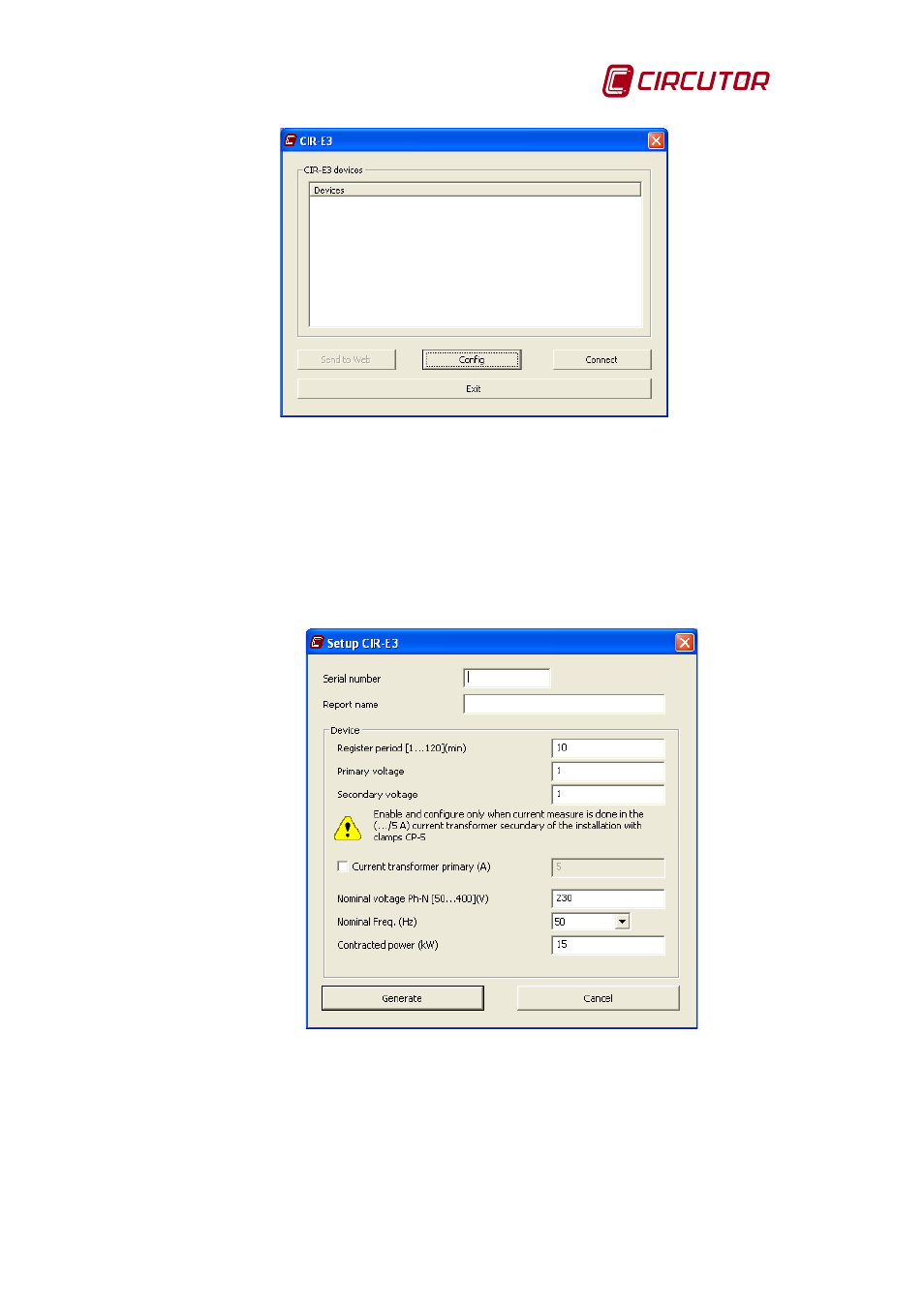 Menu options, Configure | CIRCUTOR CIRe3 Series User Manual | Page 23 / 50