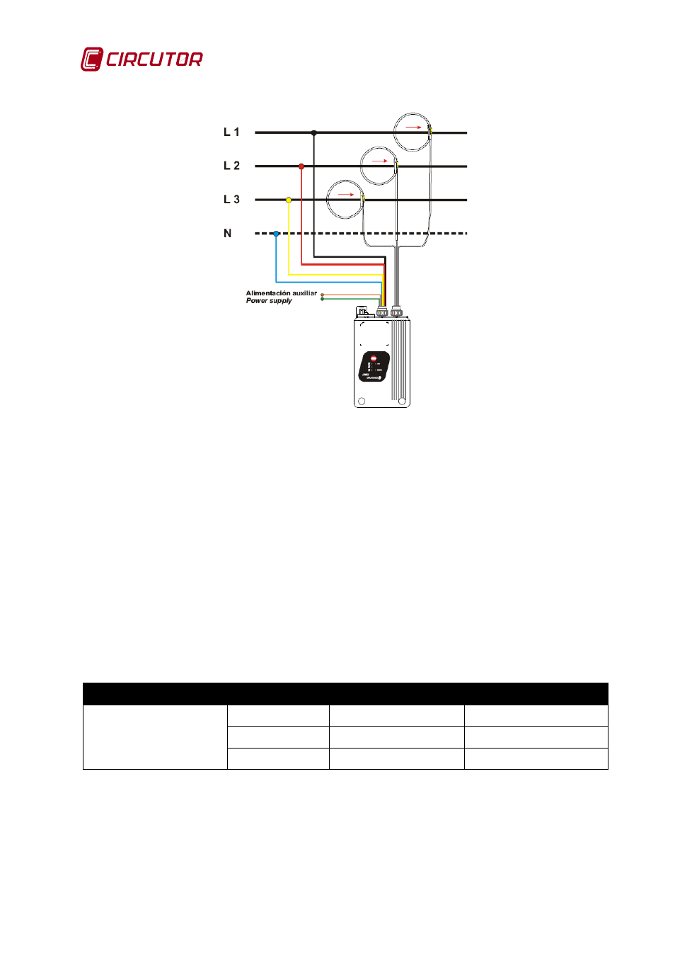 Three-phase connection diagram (4 wires) | CIRCUTOR CIRe3 Series User Manual | Page 30 / 50