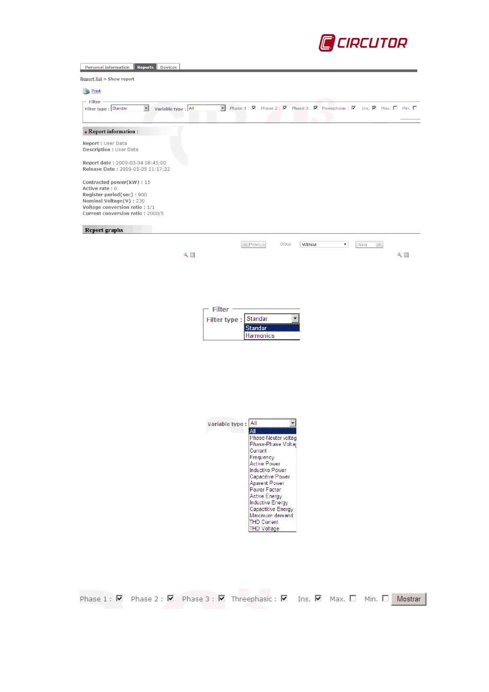 Standard filter type | CIRCUTOR CIRe3 Series User Manual | Page 39 / 50