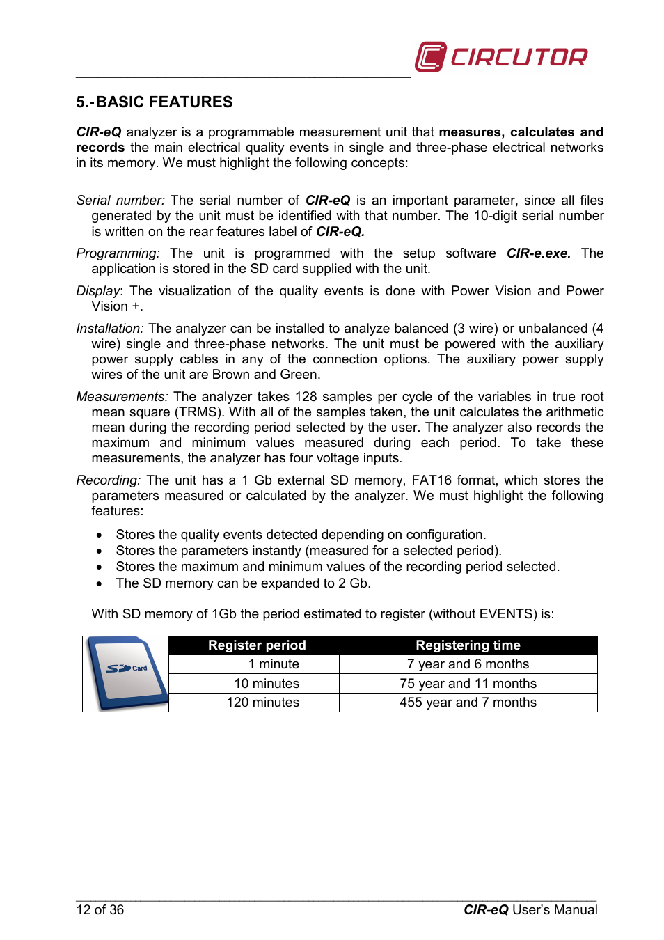 Basic features, Ole_link1, Ole_link2 | CIRCUTOR CIReQ User Manual | Page 12 / 36