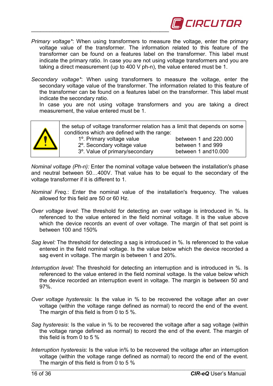 CIRCUTOR CIReQ User Manual | Page 16 / 36
