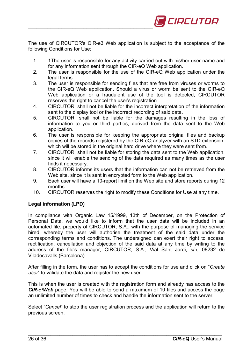 CIRCUTOR CIReQ User Manual | Page 26 / 36