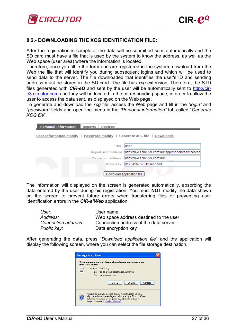 Downloading the xcg identification file | CIRCUTOR CIReQ User Manual | Page 27 / 36