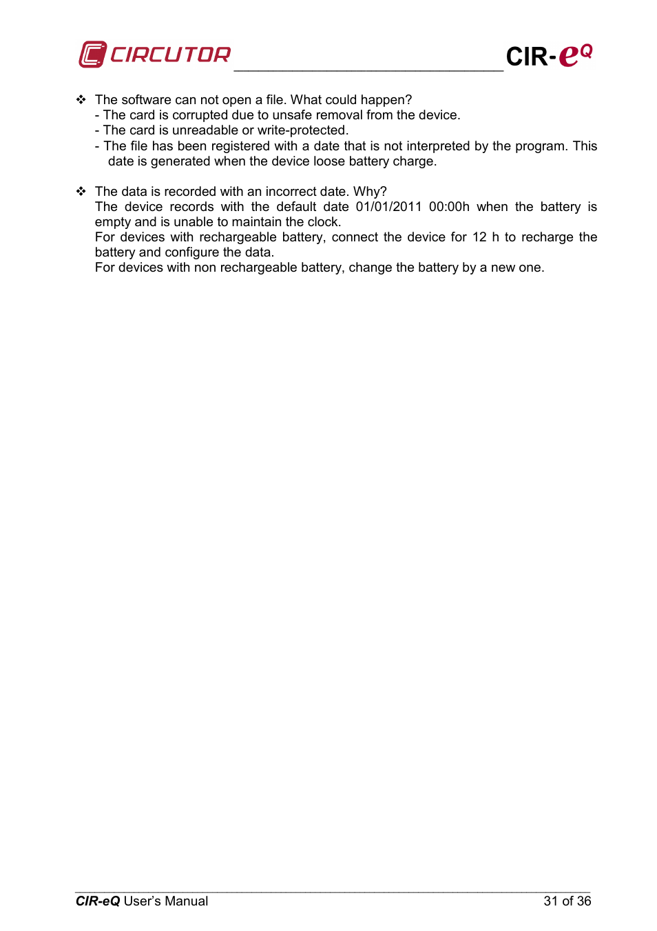 CIRCUTOR CIReQ User Manual | Page 31 / 36