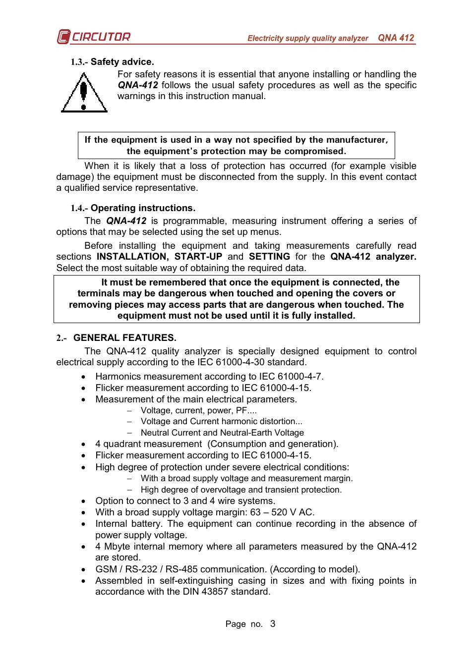 CIRCUTOR QNA-P Series User Manual | Page 4 / 36