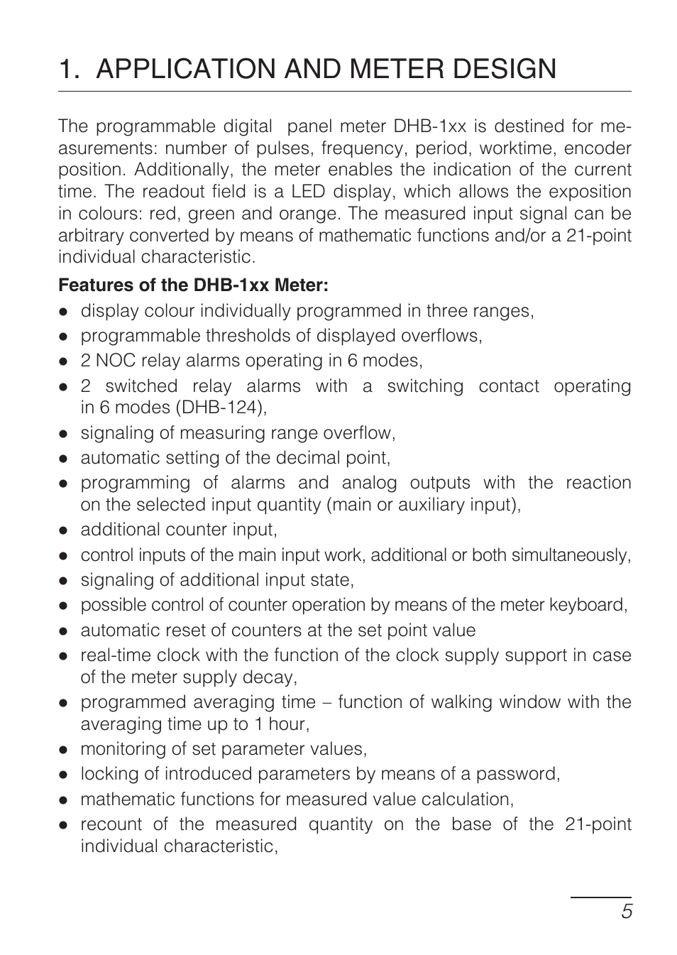Application and meter design | CIRCUTOR DHB Series User Manual | Page 5 / 58