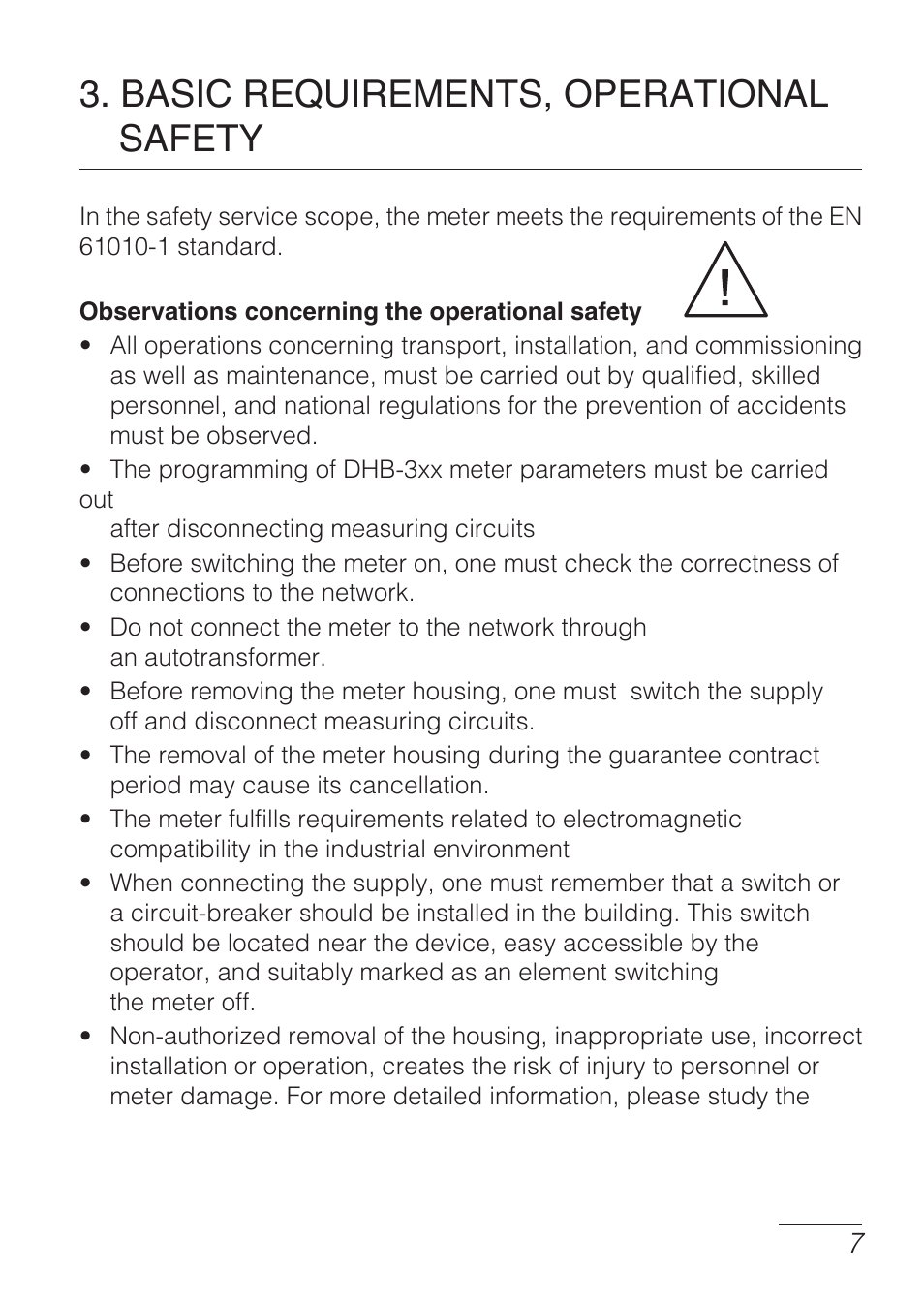 Basic requirements, operational safety | CIRCUTOR DHB Series User Manual | Page 7 / 54