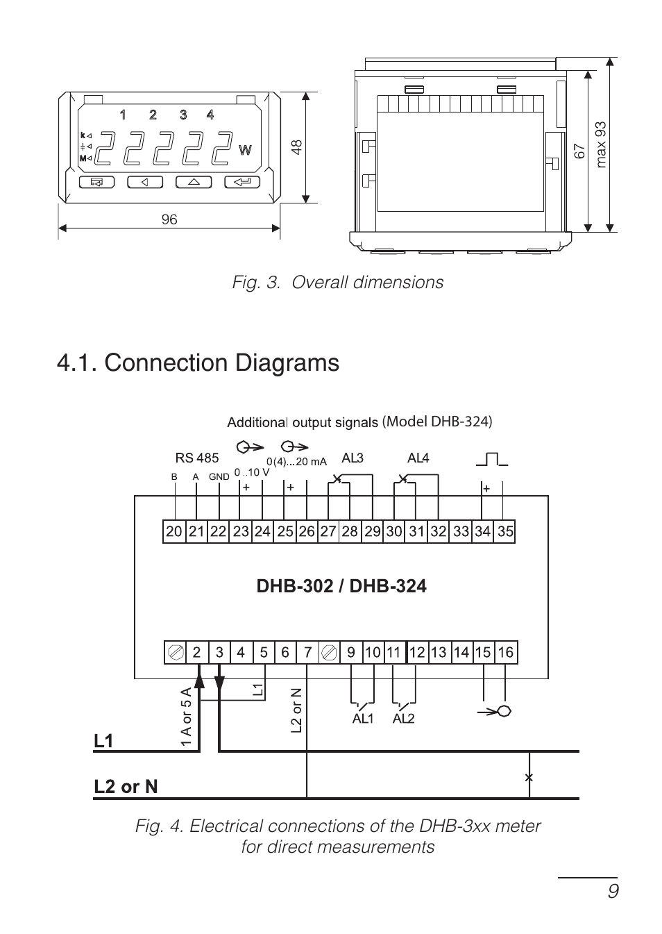 Connection diagrams | CIRCUTOR DHB Series User Manual | Page 9 / 54