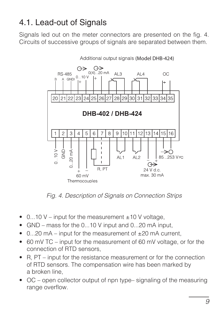 Lead-out of signals | CIRCUTOR DHB Series User Manual | Page 9 / 50