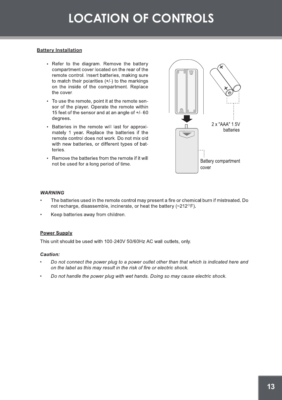 Location of controls | COBY electronic TFDVD1029 User Manual | Page 13 / 28
